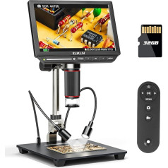 4K digitālais mikroskops, Elikliv EM4K 8 collu monētu mikroskops 2000x, 52MP HDMI mikroskops, lodēšanas mikroskops pieaugušajiem, LCD mikroskops elektronikas remontam, 3840P UHD video mikroskops, 10 collas