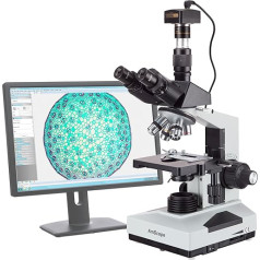 AmScope T490B-5M Trinokulares Biologisches Verbundmikroskop mit 5MP USB-Digitalkamera, 40X-2000X, 12