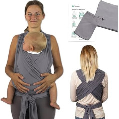 MAMMACITA® Midwife-Designed Baby Sling, Oeko-Tex elastīga bērnu slinga siksna, jaundzimušajam no dzimšanas līdz 15 kg, 5 m gara slinga siksna, slinga siksna ar maisiņu un instrukciju (angļu valoda nav garantēta)