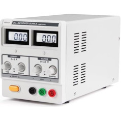 VELLEMAN - LABPS3003 līdzstrāvas laboratorijas barošanas avots 0-30 VDC / 0-3 A Max ar 2 LCD displejiem, balts/pelēks 400434