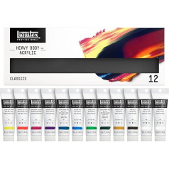 Liquitex 3699312 Professional Heavy Body Acrylfarbe in Künstlerqualität mit ausgezeichneter Lichtechtheit in buttriger Konsistenz, Farbenset - 12 krāsas un 59 ml tūbiņas