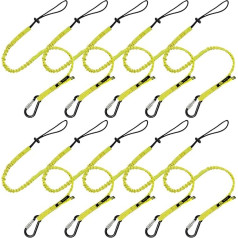 0929YS 10 Pack Yellow Safety Lanyard Heavy Duty with Carabiner Adjustable Loop End Ultra Durable High Quality Materials Ideal for Scaffolding Tools Construction