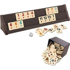 Professional VIP Rummikub Wooden Set Ahsap Okey Takimi Rummy Set with Melamine Stones Wood (Dark Brown)