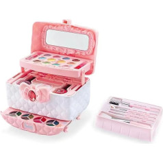 HOOLRZI Meitenes Make Up Set rotaļlieta rotaļlietas spēlēt rotaļu piegādes kompakts skaistumkopšanas rotaļlieta meitenēm ar lūpu krāsām Natura Make Up rotaļlieta meitenēm, lai darītu reālu būtu