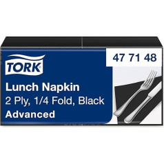 Tork 477148 Melna pusdienu salvete / 2 Ply Advanced, neapdrukātas salvetes melnā krāsā, 10 X 200 lapu