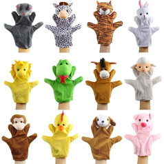 Larcele 12 Pieces Animal Hand Puppets Set Plush Toys Baby Telling Story Props SO-38