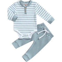 Geagodelia Baby Clothing Boys Newborn Set Striped Long Sleeve Bodysuit and Trousers Summer Clothing Outfit