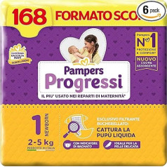 Pampers Progressi Newborn, 168 autiņbiksītes, 1 izmērs (2-5 kg)