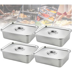 4 Pack Hotel Pans Half Size with Lids 2,5 collu dziļš 1/2 izmēra nerūsējošā tērauda tvaika galda panna Buffet Catering Food Pan Warmer Breading Bowl Dough Pans for Hotel Party Catering