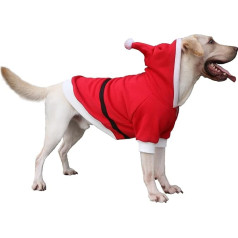 ARUNNERS Kalėdų Senelio šventiniai kostiumai itin dideliems šunims su gobtuvais Labradoro rotveileris Vokiečių dogas, raudona, 9X-didelis