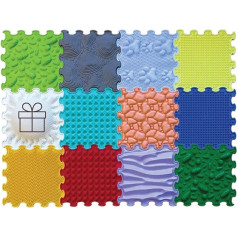 ORTOTO 12 Massage Puzzle Floor Mats, Orthopedic Play Mat for Kids, Sensory Play, Interlocking Floor Tiles, Puzzle Mat Set (All-IN-ONE)