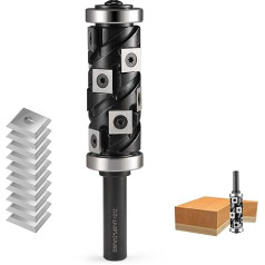 Trvoxviq Wendeplatten Bündigfräser 12mm Schaft, Flush Trim Fräser Bit mit 12 Hartmetalleinsätzen, Up&Down Kompressions Oben&unten Lager Bündigfräser Oberfräse für Kantenbearbeitung, D=30mm, NL=65mm