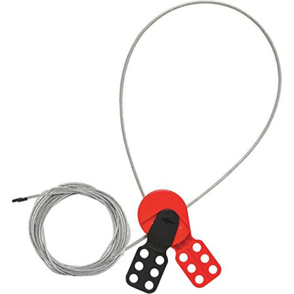 Lockout Safety Supply 7292 Kabelverriegelung mit 15' Kabel, rot/schwarz