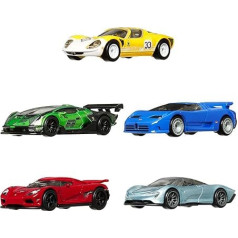 Hot Wheels HFF42 Premium Car Culture Speed Machines Pack of 5 Toy Cars, Full Metal Body, Real Riders Tyres, Sports Car in Scale 1:64, Toy Cars for Children from 3 Years