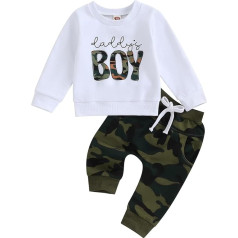 Toddler Baby Boy apģērbs Daddys Boy Funny vēstule Svīteris Pulovers garām piedurknēm topi Jogger bikses divu gabalu bērnu apģērbu komplekts