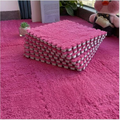 30 x 30 cm Large Interlocking Plush Foam Mat, 6 mm Thick Foam Mat, Living Room Bedroom Carpet Tiles, Carpet Mat, Soft Puzzle Play Mat, Rose Red, 10 Pieces