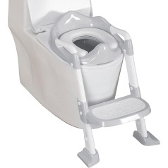 OHKIDS Vaikų tualeto mokymo sėdynė su laipteliais, kopėčios, mažylių tualetas su rankenomis ir paminkštinta sėdyne, sulankstomas mokymo tualetas berniukams ir mergaitėms su