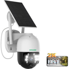 ACCULENZ 4MP Outdoor Surveillance Camera, Battery, 360° WLAN IP Camera Outdoor with Solar Panel, Colour Night Vision, AI Detection, Time Lapse, Alarm System, 2.4GHz WiFi, BD4