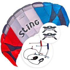 FLEXIFOIL 2,4 m pieaugušo , vecākiem bērniem Sting Power Kite . Vasaras pūķis pludmalē , kaskadieru rotaļlieta brīvdabas , sporta spēlēm un ģimenes aktivitātēm . Profesionāla četru auklu līnija un četru stīgu rokturi . Viegli lidot .