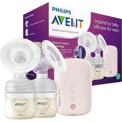 Philips Avent elektriskais krūts sūknis SCF397/11, dubultais sūknis, elastīgs silikona spilvens, dabīga pudele, kluss motors