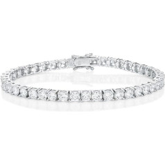 Diamond Treats 925 Sterling Silver Tennis Bracelets for Women and Girls, Silver Bracelet with Sparkling 4 mm White Cubic Zirconia Stones, Sterling Silver Jewellery Gifts for Women