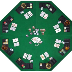 EVIEUN 121,9 cm 8 spēlētāju salokāms pokera galds, kazino Texas Hold'em izkārtojums, pārnēsājams neslīdošs blekdžeka pokera galda paklājs ar somu ģimenes spēlēm kazino