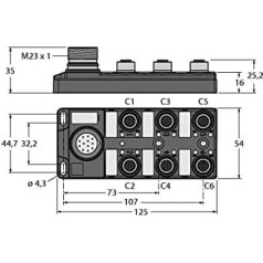 Turck 6611920-TB-6M12-4-CS12T,Passiver Aktuator-/Sensor-Verteiler M12x1 6-fach