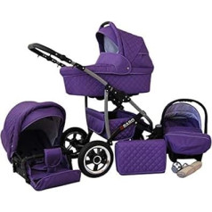 SaintBaby 3-in-1 2-in-1 Isofix kombinētais bērnu ratiņi Q-Step by SaintBaby Violeta 3-in-1 ar sēdeklīti bērnam