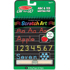 Melissa & Doug On The Go Scratch Art rakstīšanas aktivitāšu blociņš - ABC & 123