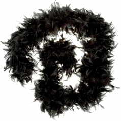 Deluxe Feather Boa Black 115 g 180 cm Nav izmēra