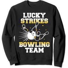 Funny Lucky Strikes Bowling Team Bowler Bowl Ball Gift Sweatshirt, black