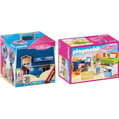 PLAYMOBIL Leļļu mājiņa 70985 Noņemama leļļu mājiņa ar rokturi, salokāma, rotaļlieta bērniem no 4 gadu vecuma & Leļļu mājiņa 70209 Jauniešu istaba ar meitenītes figūriņu un piederumiem, no 4 gadiem