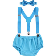 IBTOM CASTLE Baby Boys Toddler Cake Smash Outfit Šorti Bloomers Bow Tie Regulējams elastīgs Y muguras bikšturi Foto rekvizīti Rekvizīti Kids Unisex Bikšturi 3 gab. komplekts