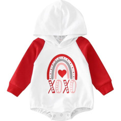 Toddler elastīgās jostas apģērbu komplekts zīdaiņu zēni meitenes garām piedurknēm Valentīna diena vēstule drukas Hooded Pulovers Romper Svīteris Svīteris Bodysuits