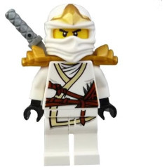 LEGO Ninjago Zane ZX minifigūriņa ar bruņām un katanas zobenu