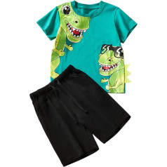 GUSUTZX Kleinkind Jungen Kurzarm Dinosaurier T Shirt Tops Shorts Kind Kinder Set Outfits Kleidung Baby Bekleidung Hemd Hosen Kleinkinder