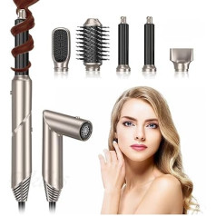 UKLISS Airstyler 5 in 1 Hairstyler Haartrockner Warmluftbürste Hairstyler Ionen Föhn Set mit Föhnbürste Lockenstab Rundbürstenföhn Lockenbürste Stylingbürsten Zubehör Geschenkset Geschenke für Frauen