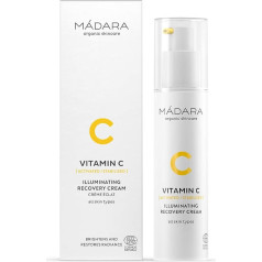 MÁDARA Organic Skincare, Atjaunojošs atjaunojošs krēms ar vitamīnu C, 50 ml, ar hialuronskābi un aļģu ekstraktu, spīdums, mirdzums, mitrinošs, visiem ādas tipiem, vegāns