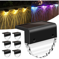 YIKANWEN Pack of 6 Solar Lights for Outdoor Garden, LED dārza apgaismojums pagalma dekorēšanai, terasei, celiņiem, pakāpieniem un kāpnēm, 2 režīmi LED, silti balts/krāsu maiņas apgaismojums