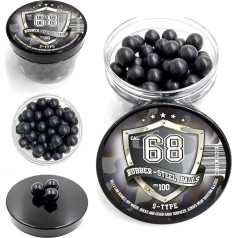 RUBBER-STEEL BALLS 68 Calibre - 100 S-Type Premium Quality Hard Rubber Steel Balls Bullets Paintballs Powerballs 7 Grams Ammo for Home Defence Training Guns in .68 Cal