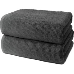 Ohm - Sauna towel set - 2 large towels for adults - 80 x 200 cm cotton 500 g/m² - especially soft & absorbent - Oeko-Tex certified - anthracite grey