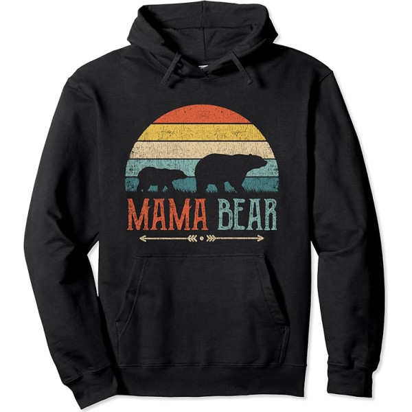 Mum Bear Motinos diena Juokinga dovana Motina Mama Mum Bear Pullover Hoodie, juoda, s