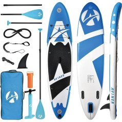 Aviner Stand Up Paddle Board, piepūšamais SUP dēļu komplekts ūdens sportam, maksimālais svars 150 kg, Premium Stand Up Paddle sērfborda dēlis ar visiem piederumiem, bērniem un pieaugušajiem