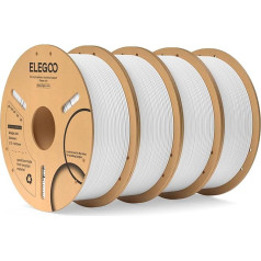 ELEGOO PLA filaments 1,75 mm, balts, 4 kg, 3D printeru filaments, izmēra precizitāte +/- 0,02 mm, 4 kg kartona spole (8,8 lbs), 3D drukāšanas materiāls, piemērots vairumam FDM 3D printeru.