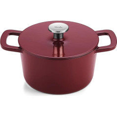 Fissler Moments Collection / Emolizēta čuguna apaļā kastroļa trauks (Ø 20 cm) Čuguna kastrolis Cocotte AromaStar funkcija Induction - bordo sarkans