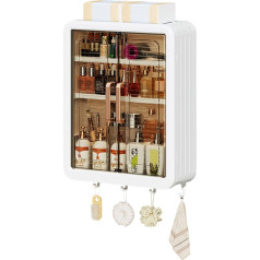 DASITON Großer Kapazität Make up Kosmetik Organizer,Kosmetik Aufbewahrung mit Deckel,Selbstklebende Schmink Organizer,Multifunktionale Skincare Organizer für Badezimmer,Schlafzimmer wand(Weiß 01)