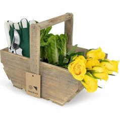 Wrenbury Wooden Basket - Oak Effect Garden Jug Small 33cm Garden Jug - Wooden Vegetable Basket, Gardening Basket - Foraging Fruit Picking Basket