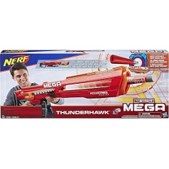 Hasbro NERF E0440EU4 MEGA Thunderhawk rotaļlietu blasteris ar bīdāmo magazīnu un salokāmu statīvu