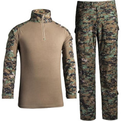 QCHENG taktiskais krekliņš Militārais krekliņš un bikses Airsoft Vīriešu garās piedurknes BDU Combat Camouflage Camo Combat T-krekls taktiskai peintbola uniformai armija