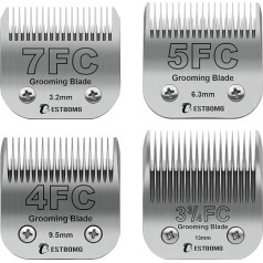BESTBOMG suņu kopšanas rezerves asmens, kas saderīgs ar Andis/Wahl/Oster suņu grieznēm (7FC+5FC+4FC+3FC)
